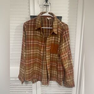 JODIFL Brown Plaid shacket size SMALL NWOT